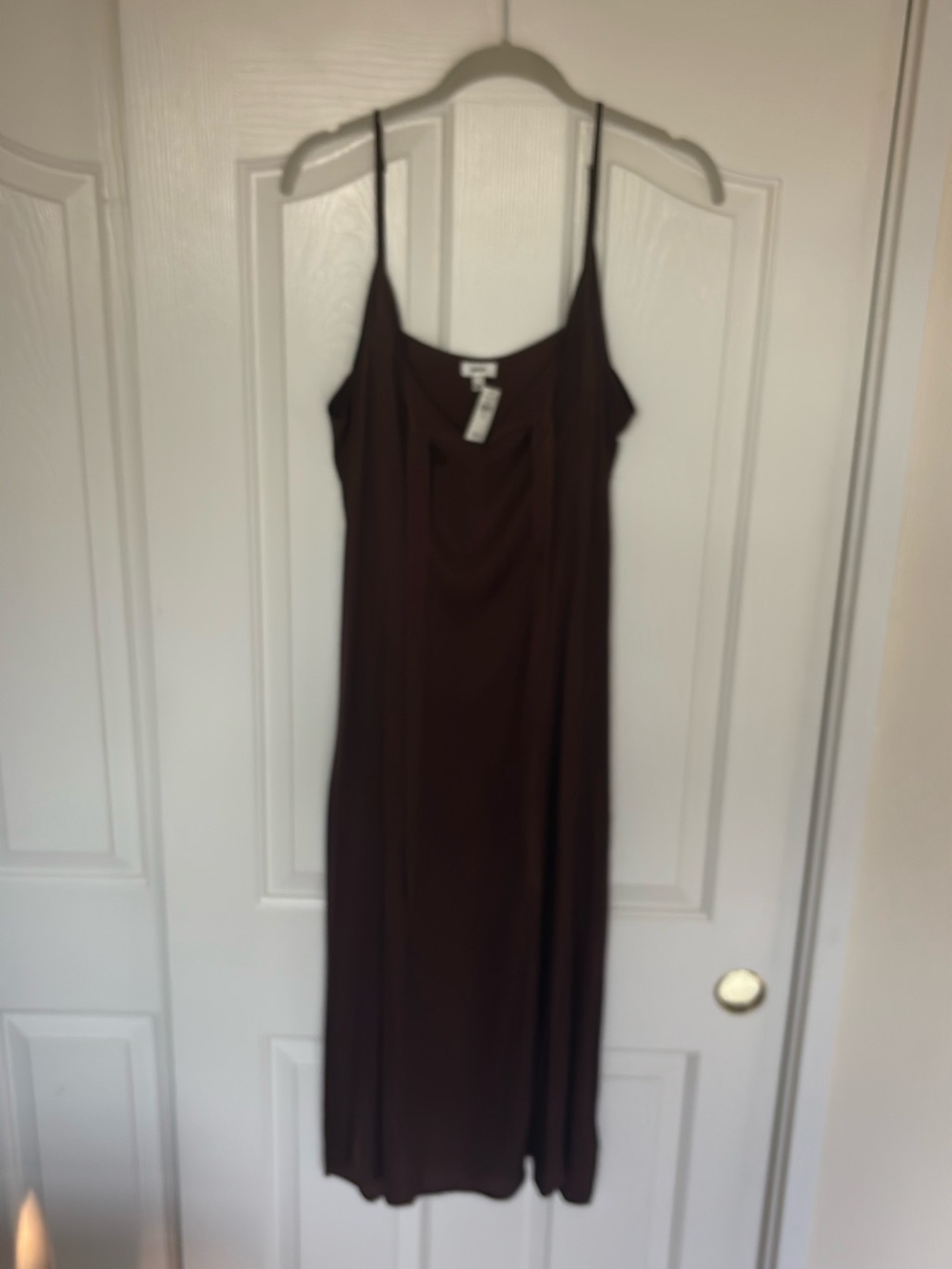aerie Chocolate Brown Satin Slip Dress with Spaghetti Straps - Picture 6 of 7